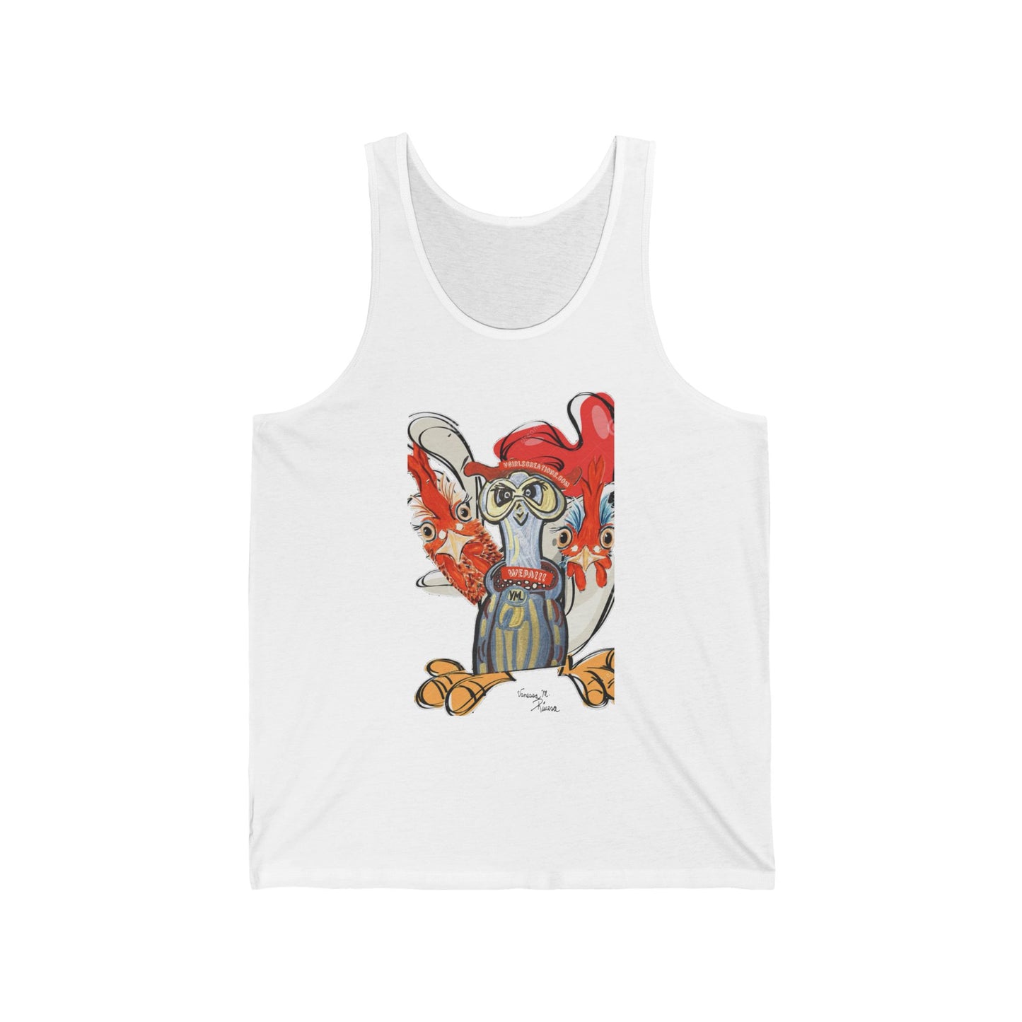 chicken Unisex Jersey Tank Top - Fun Colorful Design for Creative Souls