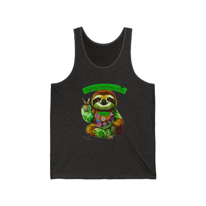 Chill Sloth Unisex Jersey Tank - Peaceful Vibes for Nature Lovers