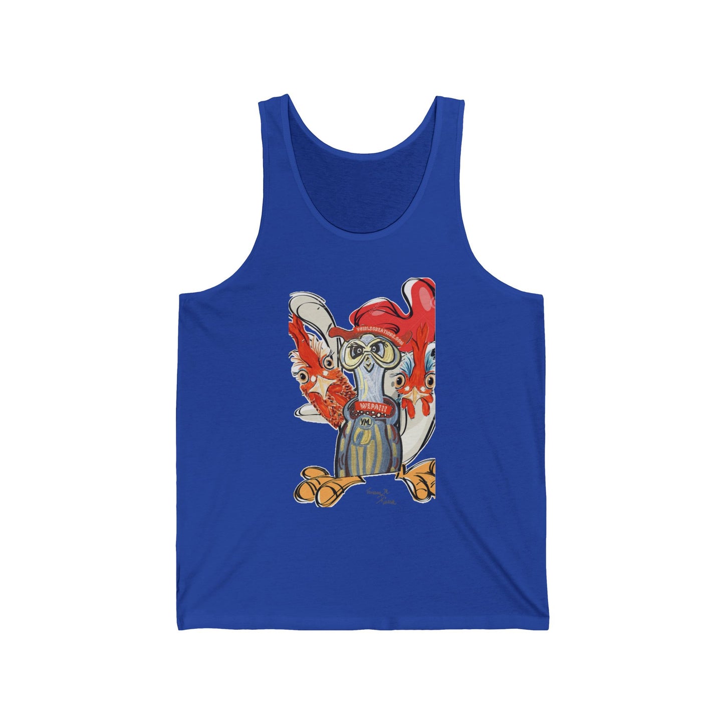 chicken Unisex Jersey Tank Top - Fun Colorful Design for Creative Souls