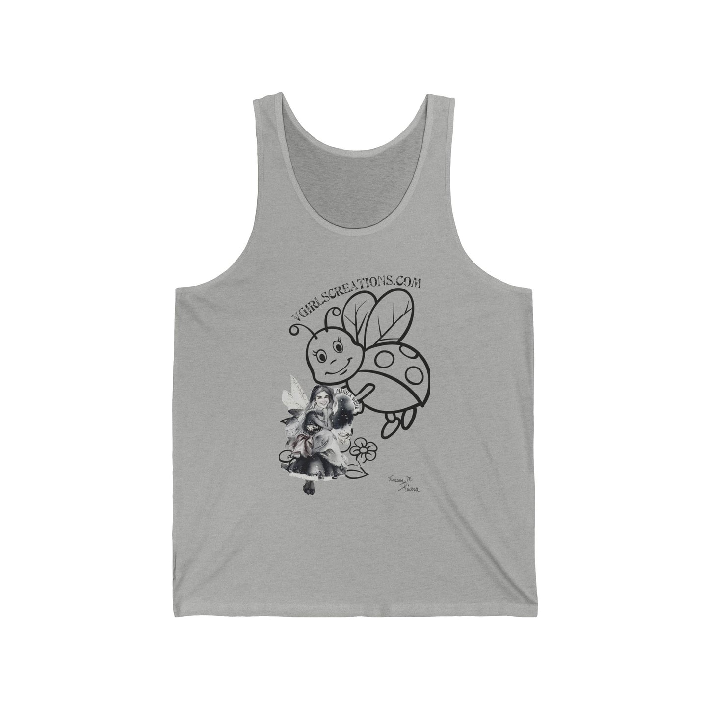 Cute Bee & Fairy Nessa Unisex Jersey Tank Top - Perfect for Summer & Outdoor Fun