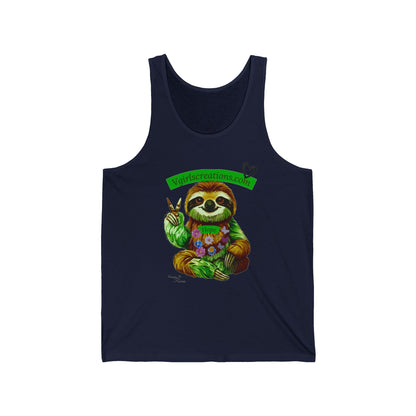 Chill Sloth Unisex Jersey Tank - Peaceful Vibes for Nature Lovers