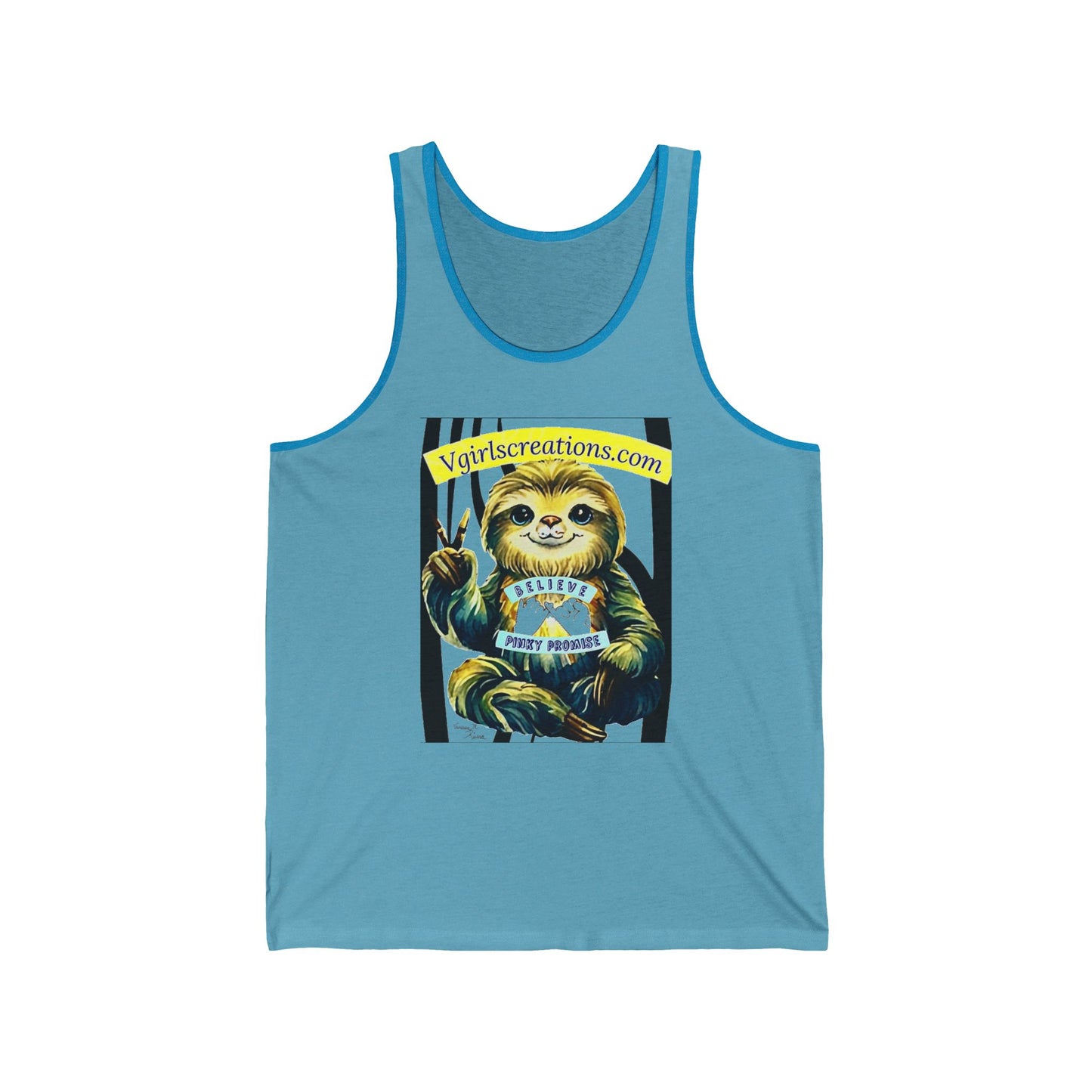 Retro Sloth Graphic Unisex Jersey Tank Top - Fun and Playful Design