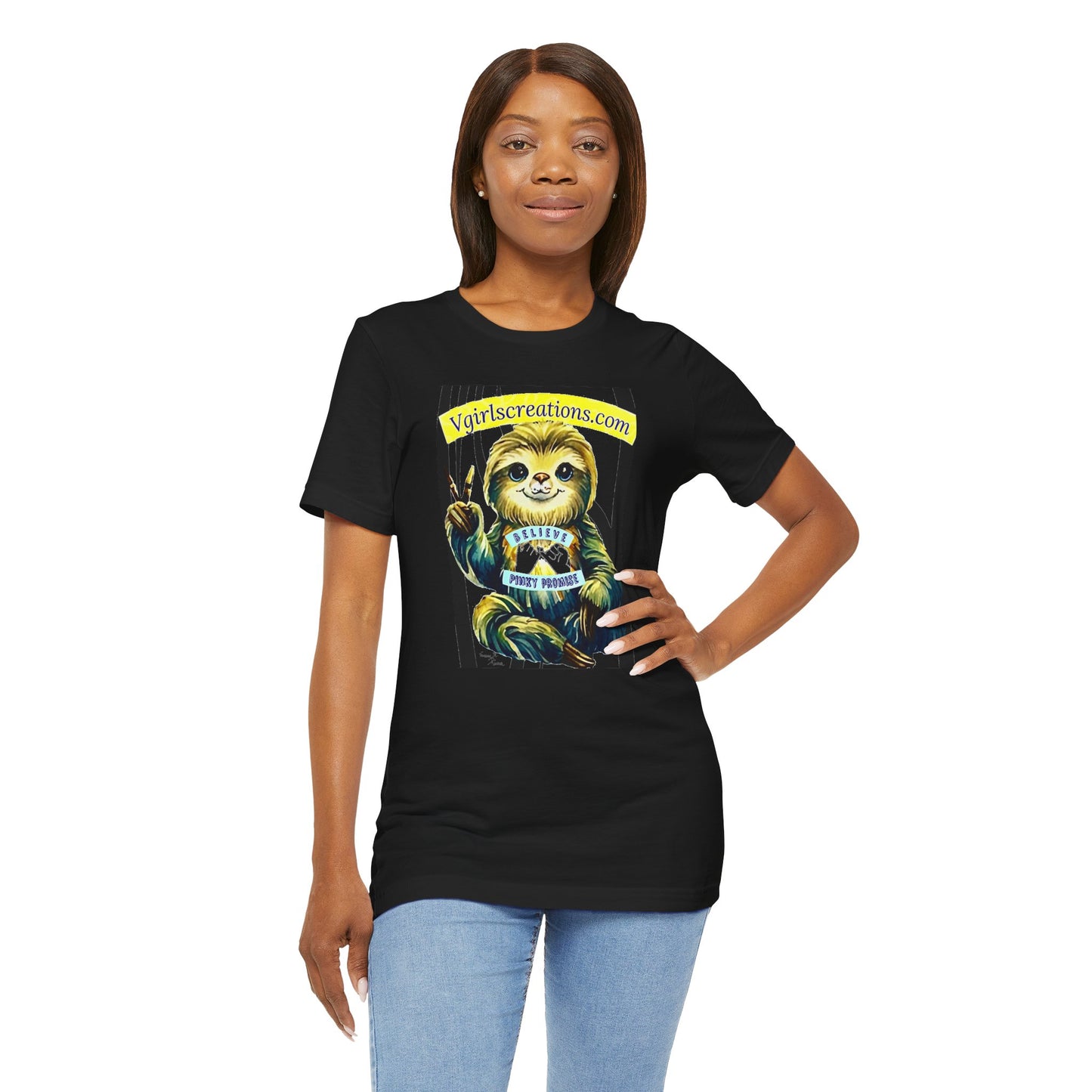 Believe Sloth Graphic Tee - Relaxed Vibe Unisex Jersey Short Sleeve T-Shirt