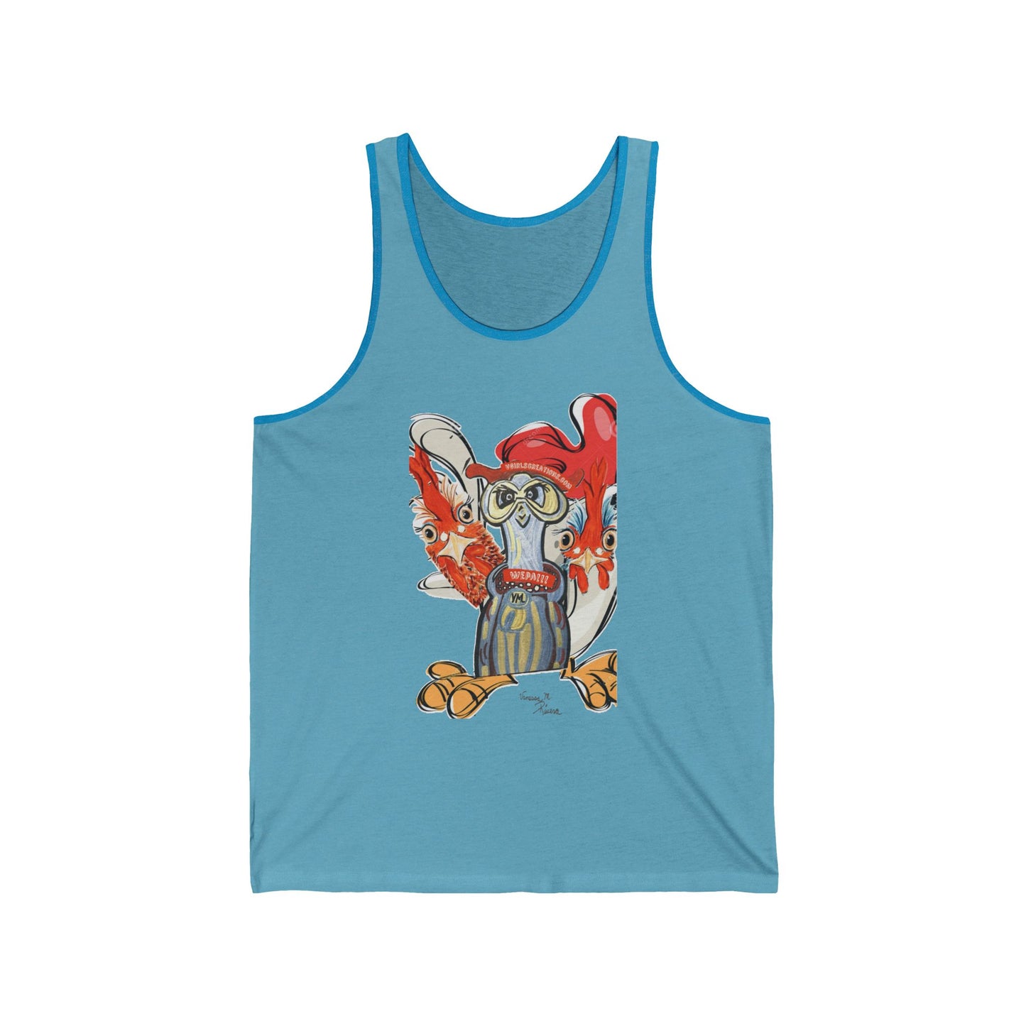 chicken Unisex Jersey Tank Top - Fun Colorful Design for Creative Souls