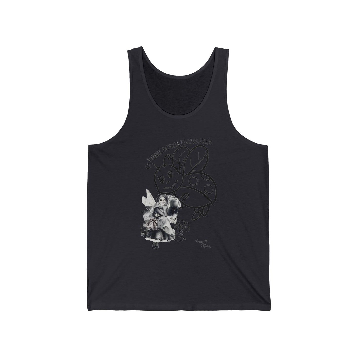 Cute Bee & Fairy Nessa Unisex Jersey Tank Top - Perfect for Summer & Outdoor Fun