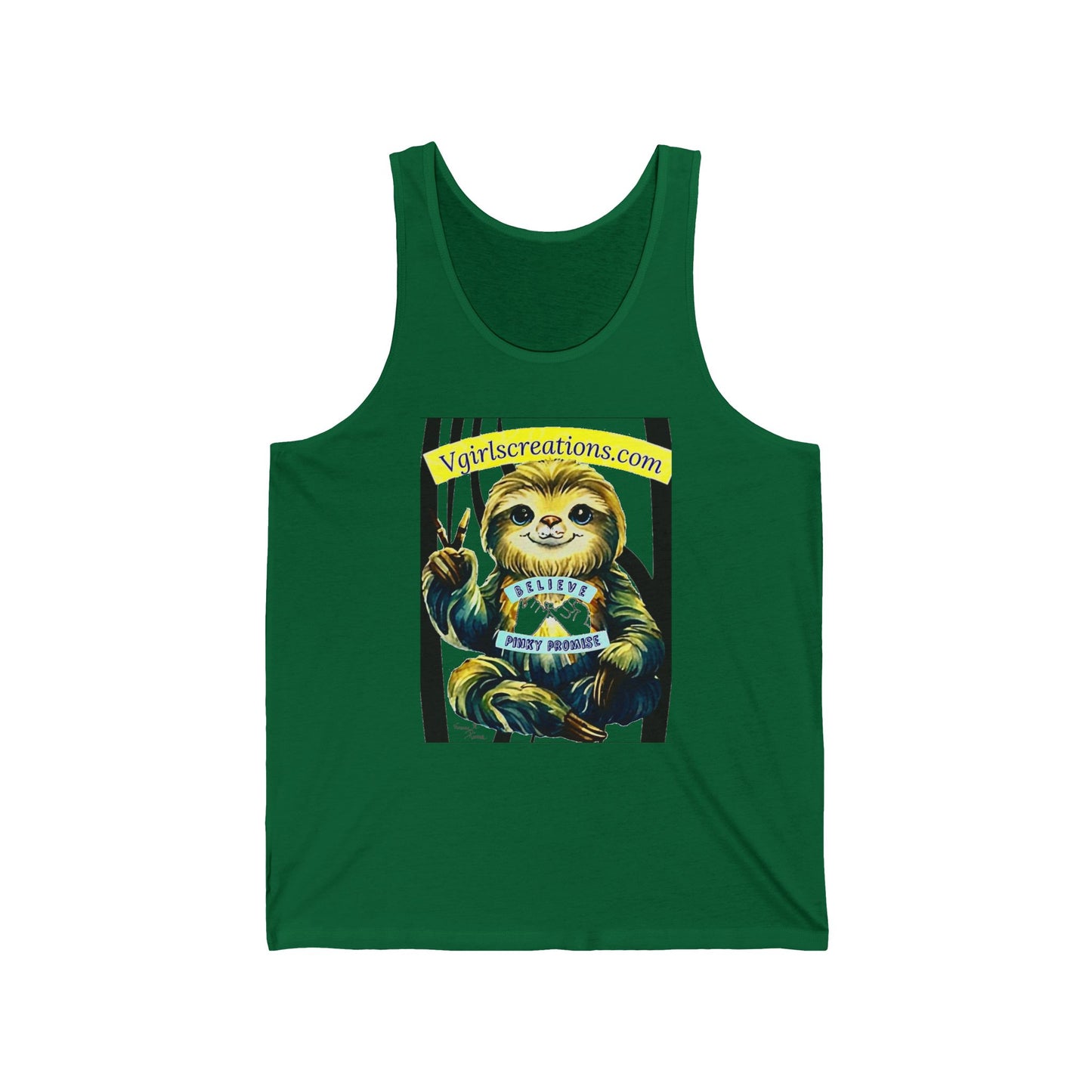 Retro Sloth Graphic Unisex Jersey Tank Top - Fun and Playful Design