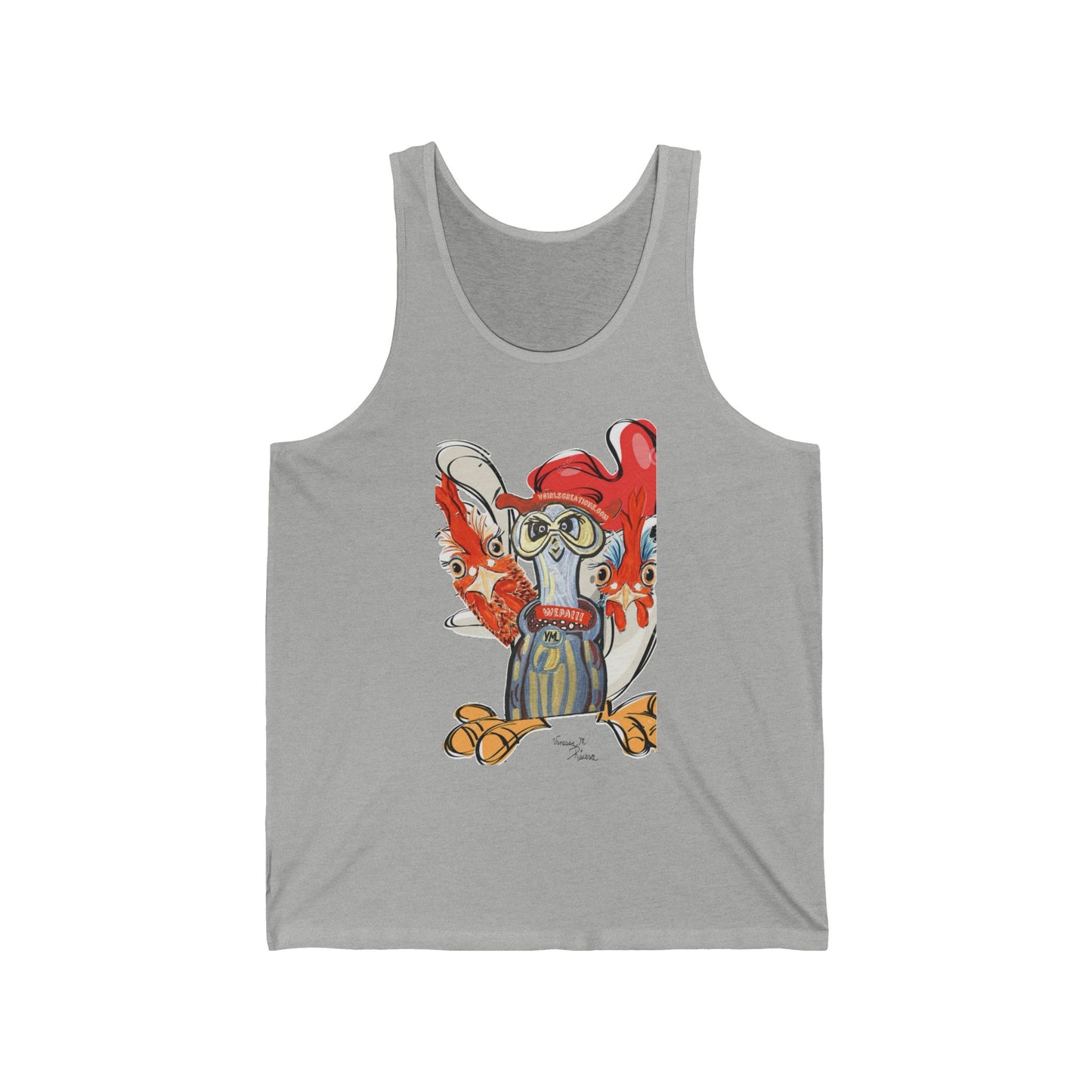 chicken Unisex Jersey Tank Top - Fun Colorful Design for Creative Souls