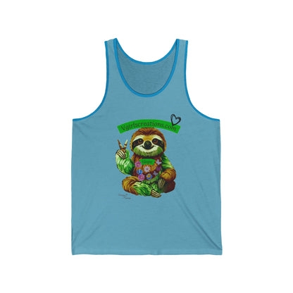 Chill Sloth Unisex Jersey Tank - Peaceful Vibes for Nature Lovers