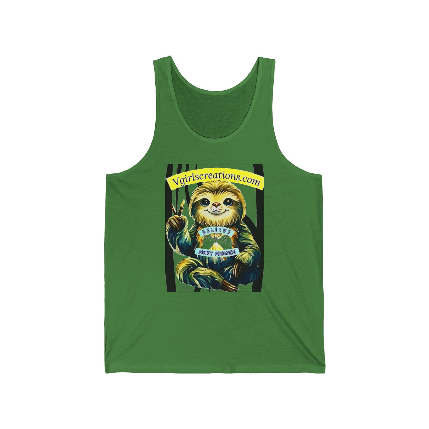 Retro Sloth Graphic Unisex Jersey Tank Top - Fun and Playful Design