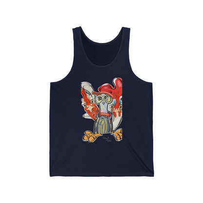 chicken Unisex Jersey Tank Top - Fun Colorful Design for Creative Souls