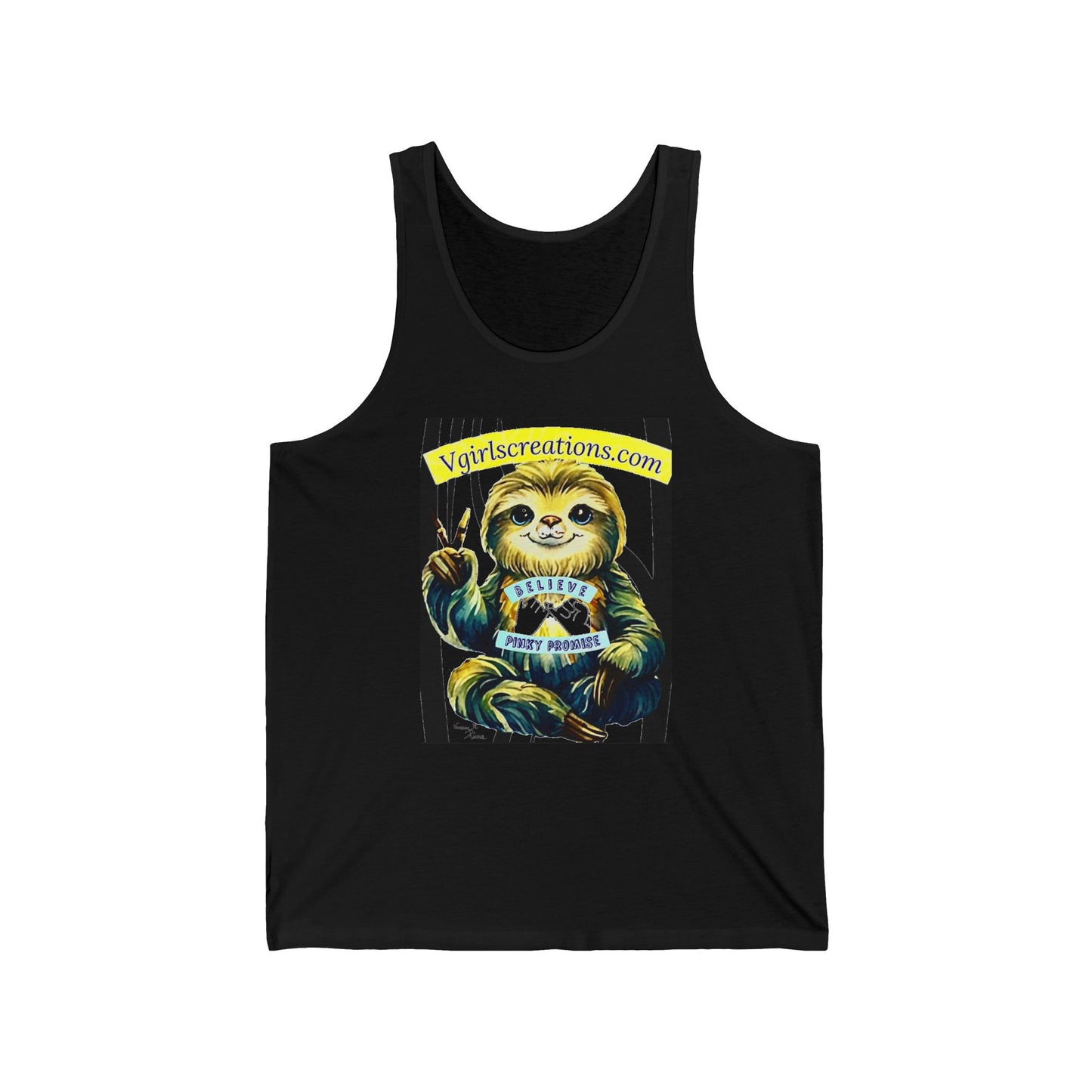 Retro Sloth Graphic Unisex Jersey Tank Top - Fun and Playful Design