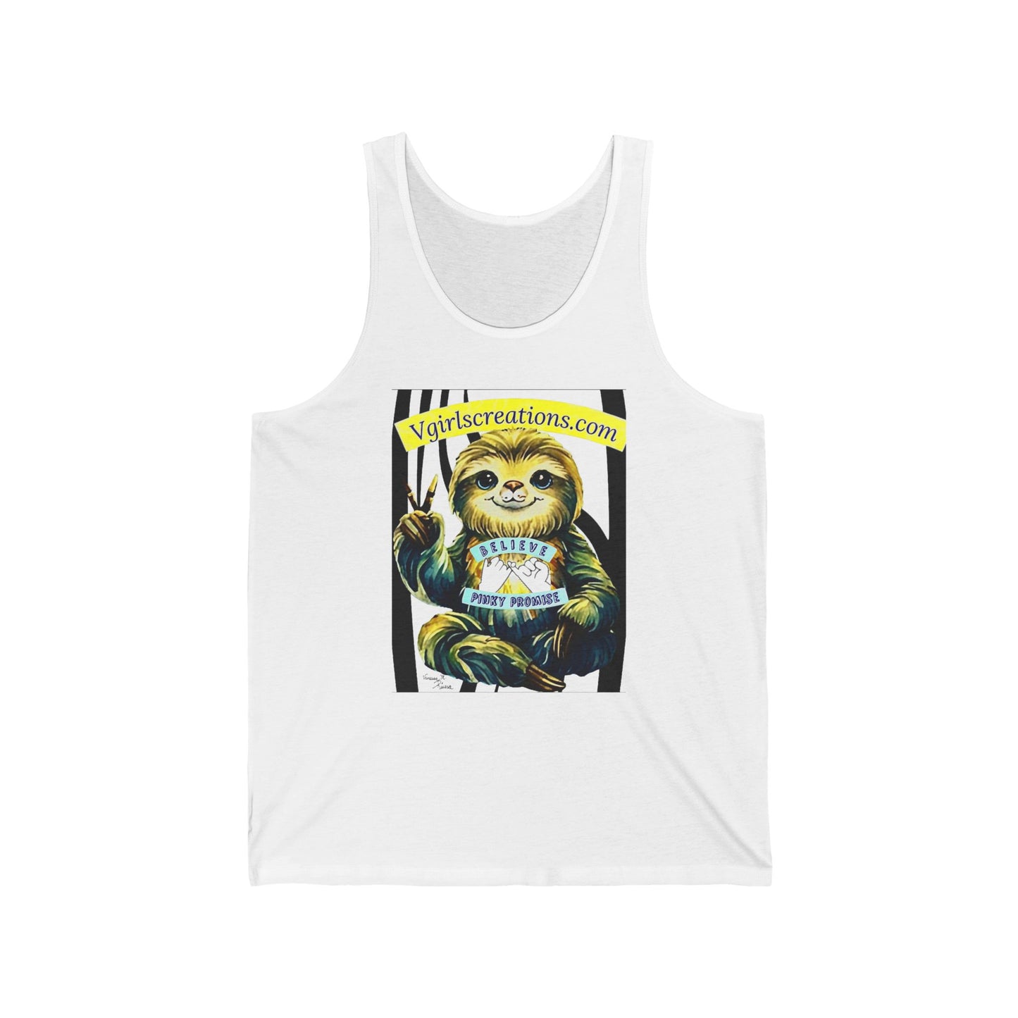 Retro Sloth Graphic Unisex Jersey Tank Top - Fun and Playful Design